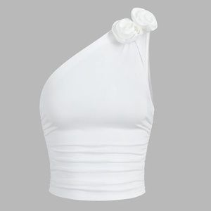 NWT Commense Rosette One Strap Ruched Crop Tank